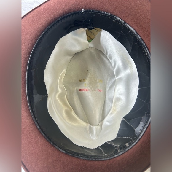 Vintage 1970’s “Godfather” Cream Wool Brown Fedora Hat by Alberto Celini. Wool! - Picture 6 of 10